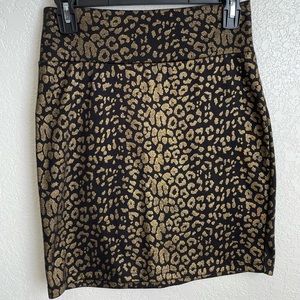Black Pencil Skirt with Gold Cheetah Print Design